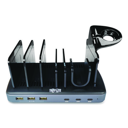 120W Multi-Device Charging Station with Storage, 6 Devices, 7.3 x 4.45 x 1.33