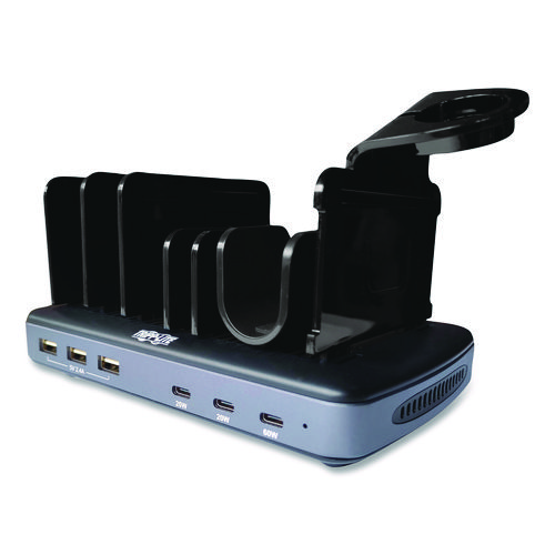 120W Multi-Device Charging Station with Storage, 6 Devices, 7.3 x 4.45 x 1.33