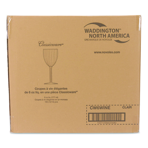 Classicware One-Piece Stemware, 6 oz, Plastic, Clear, 100/Carton