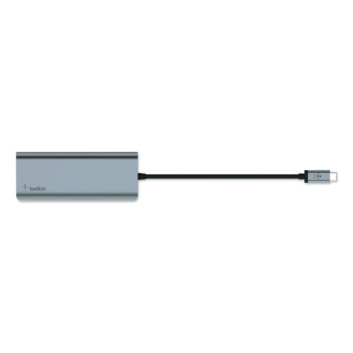 Connect 6-in-1 USB-C Multiport Adapter Hub, 6-Port, Gray