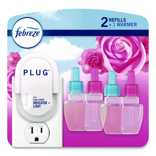 Air Freshener Warmer Starter Kit, Clear/White, with (2) Downy April Fresh Refills