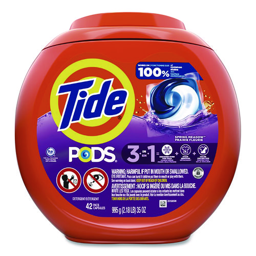 PODS Laundry Detergent, Spring Meadow Scent, 35 oz Tub, 42 Pods/Tub