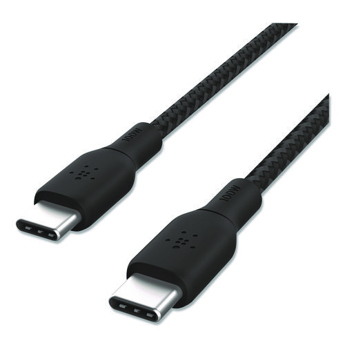 BOOST CHARGE Braided USB-C to USB-C Cable, 100 W Power Delivery, 6.6 ft, Black