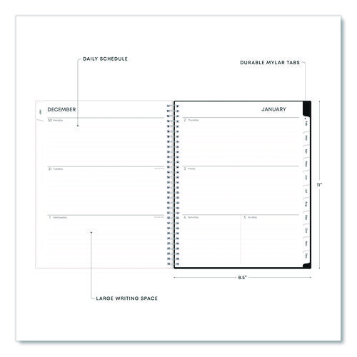 Analeis Create-Your-Own Cover Weekly/Monthly Planner, Floral Artwork, 11 x 8.5, White/Black/Coral, 12-Month (Jan-Dec): 2025