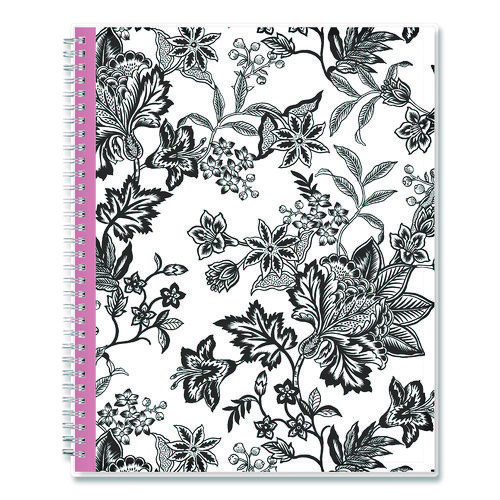 Analeis Create-Your-Own Cover Weekly/Monthly Planner, Floral Artwork, 11 x 8.5, White/Black/Coral, 12-Month (Jan-Dec): 2025