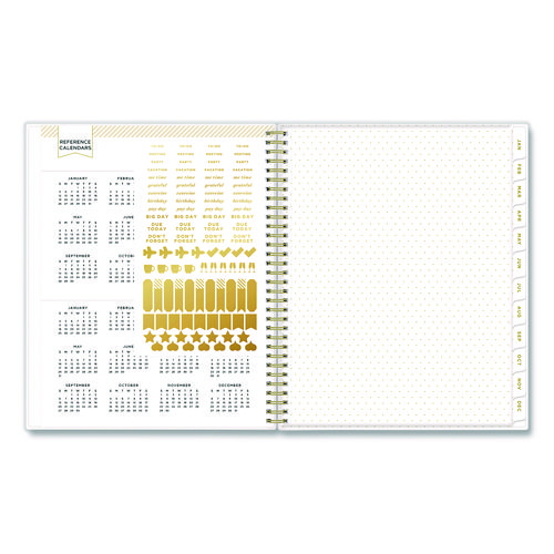 Day Designer Tile Weekly/Monthly Planner, Geometric Artwork, 11 x 8.5, Blue/White Cover, 12-Month (Jan to Dec): 2025