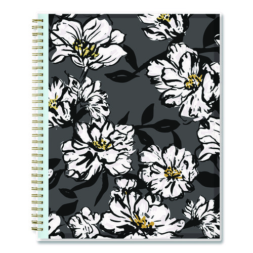 Baccara Dark Create-Your-Own Cover Weekly/Monthly Planner, Floral, 11 x 8.5, Gray/White/Gold Cover, 12-Month (Jan-Dec): 2025