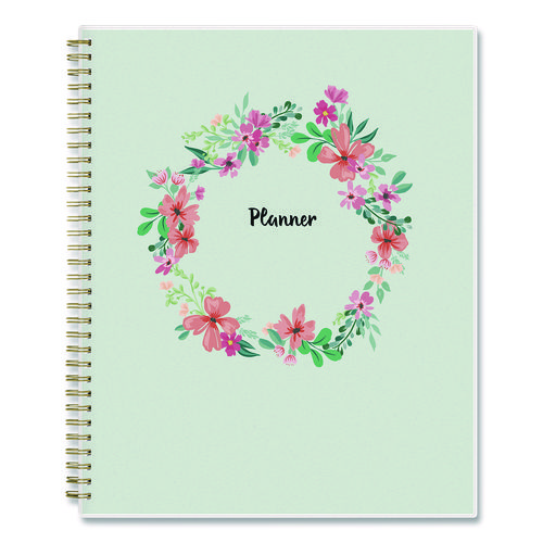 Laurel Weekly/Monthly Planner, Springtime Floral Artwork, 11 x 8.5, Mint Green/Multicolor Cover, 12-Month (Jan to Dec): 2025