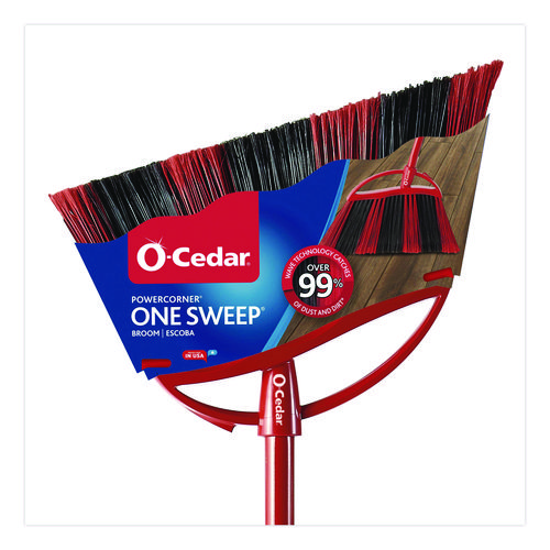 One Sweep Large Broom, 48" Handle, Red/Black/Gray