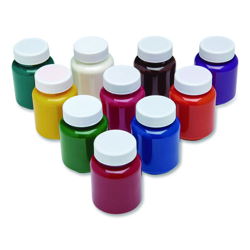 Washable Project Paints, 10 Assorted Colors, 2 oz Bottles, 10/Pack