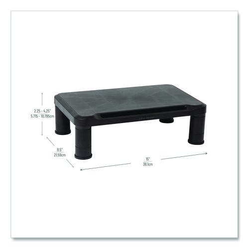 Adjustable Rectangular Monitor Stand, 14.5" x 10.5" x 2.5" to 5.25", Black, Supports 50 lb, 2/Pack