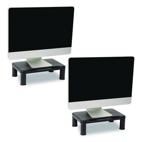 Adjustable Rectangular Monitor Stand, 14.5" x 10.5" x 2.5" to 5.25", Black, Supports 50 lb, 2/Pack