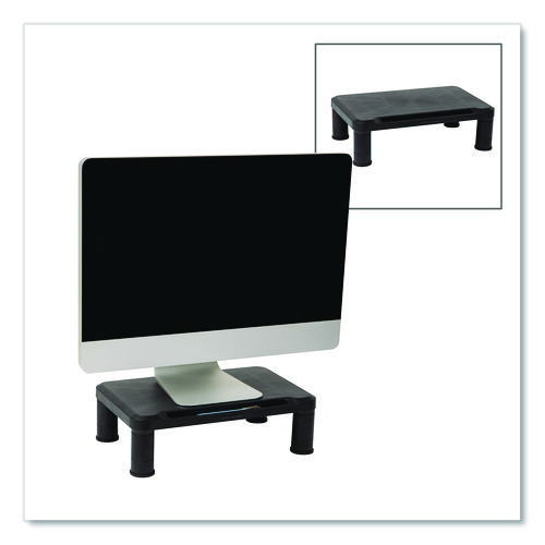 Adjustable Rectangular Monitor Stand, 14.5" x 10.5" x 2.5" to 5.25", Black, Supports 50 lb, 2/Pack