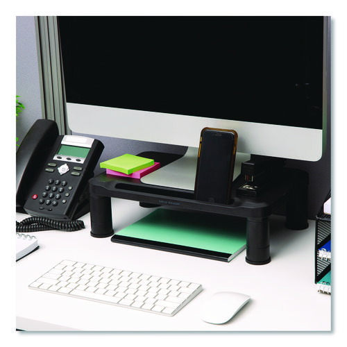 Adjustable Rectangular Monitor Stand, 14.5" x 10.5" x 2.5" to 5.25", Black, Supports 50 lb, 2/Pack