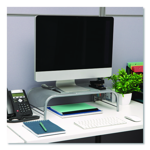 Metal Mesh Monitor Stand, For Up to 22" Monitors, 19" x 10.5" x 5.5", Silver, Supports 25 lb