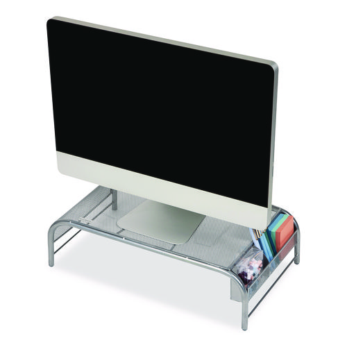 Metal Mesh Monitor Stand, For Up to 22" Monitors, 19" x 10.5" x 5.5", Silver, Supports 25 lb