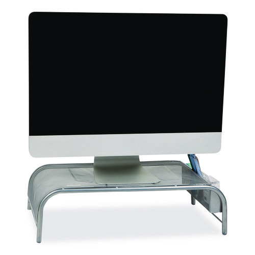 Metal Mesh Monitor Stand, For Up to 22" Monitors, 19" x 10.5" x 5.5", Silver, Supports 25 lb