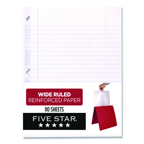 Reinforced Filler Paper, 3-Hole, 8 x 10.5, Wide/Legal Rule, 80/Pack