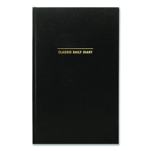 Classic Hardbound Daily Planner, 12.5 x 8, Black/Gold Cover, 12-Month (Jan to Dec): 2025