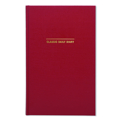 Classic Hardbound Daily Planner, 12.5 x 8, Red/Gold Cover, 12-Month (Jan to Dec): 2025