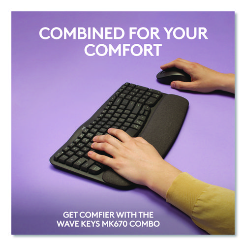 Wave MK670 Wireless Ergonomic Keyboard and Signature M550L Mouse Combo, 2.4 GHz, Frequency/33 ft Wireless Range, Graphite