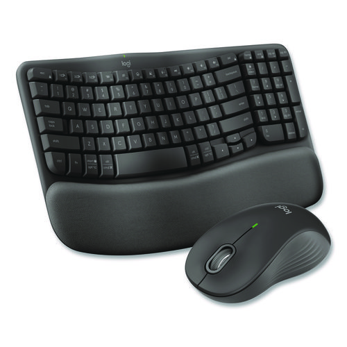 Wave MK670 Wireless Ergonomic Keyboard and Signature M550L Mouse Combo, 2.4 GHz, Frequency/33 ft Wireless Range, Graphite