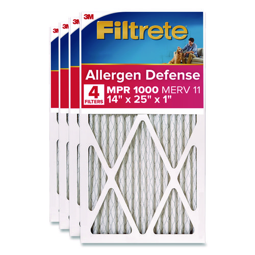 Allergen Defense Air Filter, 12 x 25, 4/Carton