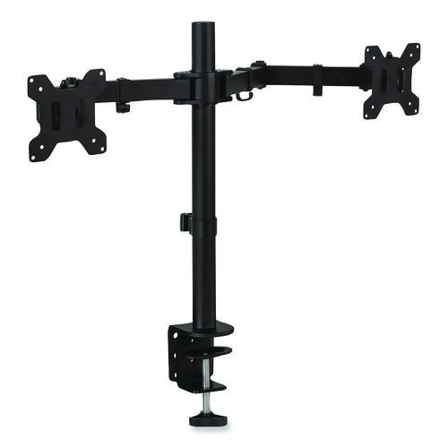 Full Motion Dual Monitor Desktop Mount, For 17" to 27" Monitors, 360 Degree Rotation, +/-90 Degree Tilt, Black, Supports 22lb