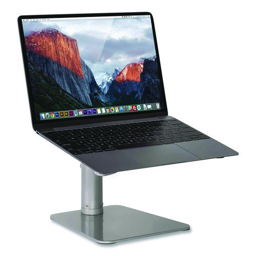 Adjustable Height Laptop Riser, 10" x 10.5" Platform, Silver/Black, Supports Up to 33 lbs