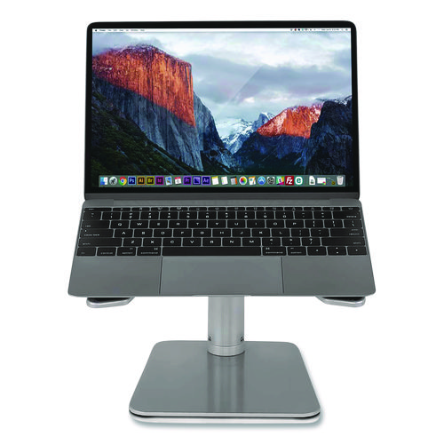 Adjustable Height Laptop Riser, 10" x 10.5" Platform, Silver/Black, Supports Up to 33 lbs