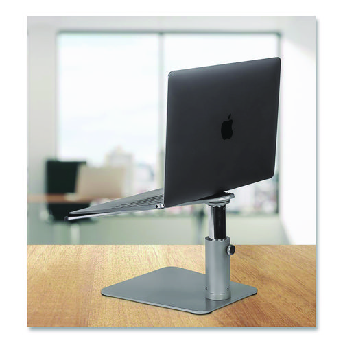 Adjustable Height Laptop Riser, 10" x 10.5" Platform, Silver/Black, Supports Up to 33 lbs