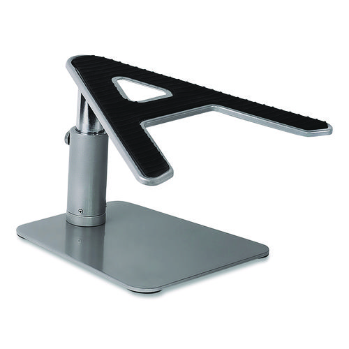 Adjustable Height Laptop Riser, 10" x 10.5" Platform, Silver/Black, Supports Up to 33 lbs