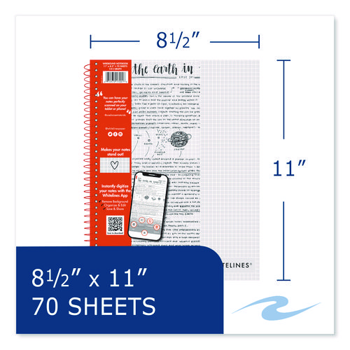 Whitelines Notebook. Quadrille Rule, (5 sq/in), Gray/Orange Cover, (70) 11 x 8.5 Sheets