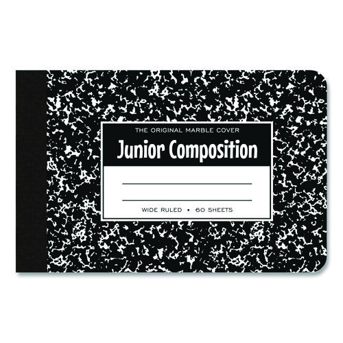 Junior Composition Notebook, Wide/Legal Rule, Black Marble Cover, (60) 4.88 x 7.5 Sheets