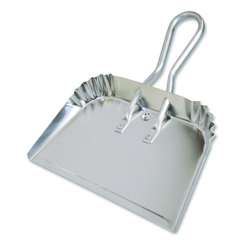 Bulldozer Dust Pan, 17" w, Aluminum Handle, Silver