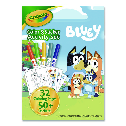 Bluey Color and Sticker Activity Set, (32) Coloring Sheets, (51) Stickers, (5) Pip-Squeaks Markers