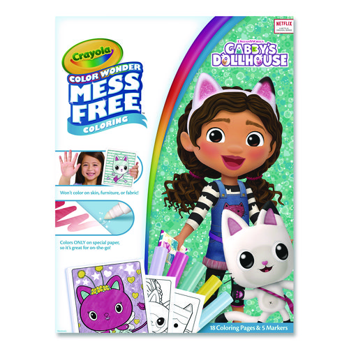 Gabby's Dollhouse Color Wonder Kit, (18) Coloring Pages, (5) Gabby's Collection Markers