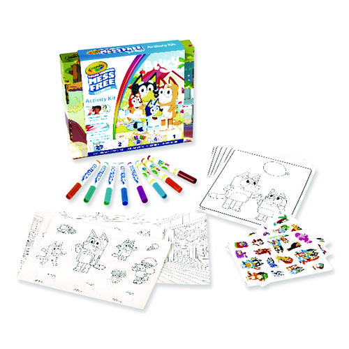 Bluey Color Wonder Activity Kit, (27)Coloring Pages; (8)Markers; (4)Sticker Sheets; (2)Pop-Out Characters; Trifold Background