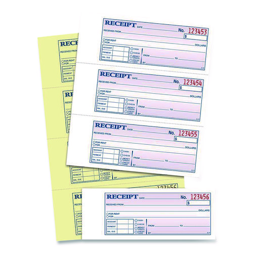 Money/Rent Receipt Book, Two-Part Carbonless, 7.13 x 2.75, 200 Forms Total