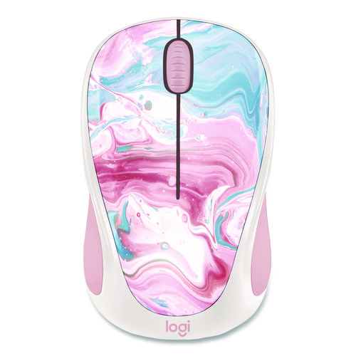 Design Collection Limited Edition Wireless Mouse, 2.4 GHz, 33 ft, Left/Right Hand Use, Cotton Candy