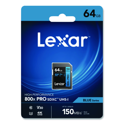 High-Performance PRO BLUE Series SDXC Memory Card, UHS-I V30 U1 Class 10, 64GB