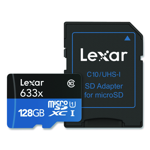 High Performance BLUE Series microSDXC Memory Card with Adapter, UHS-I V30 U1 Class 10, 128 GB, 2/Pack