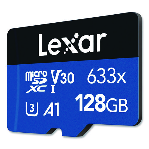 High Performance BLUE Series microSDXC Memory Card with Adapter, UHS-I V30 U1 Class 10, 128 GB, 2/Pack