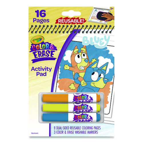 Bluey Color and Erase Reusable Activity Pad, (16) Coloring Pages, (3) Bluey Collection Markers