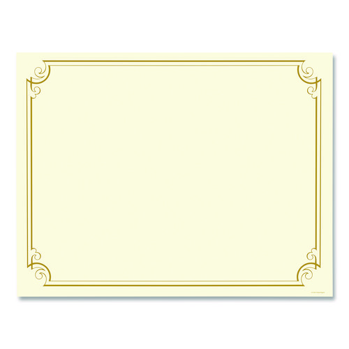 Golden Scroll Frame Foil Certificate, 11 x 8.5, Beige with Gold Scroll Border, 12/Pack