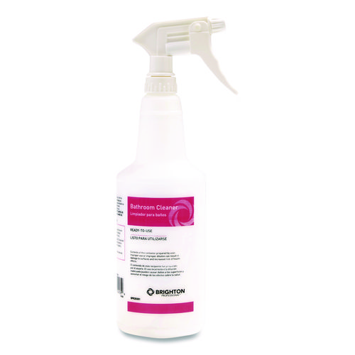 Trigger Spray Bottle for Portion Packet Bathroom Cleaners, 32 oz, White/Pink