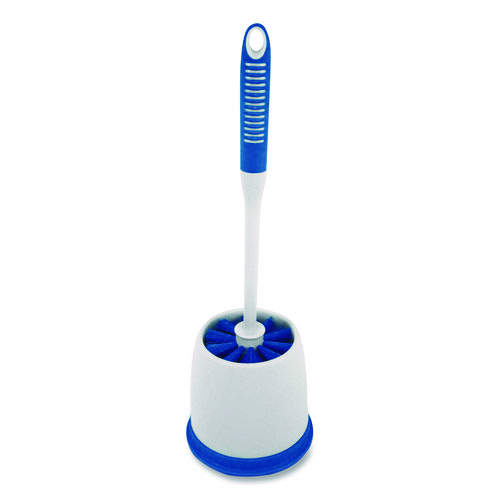 Toilet Bowl Brush and Caddy, Blue/Gray