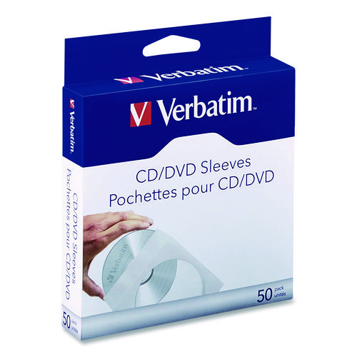 CD/DVD Sleeves, 1 Disc Capacity, Clear/White, 50/Box