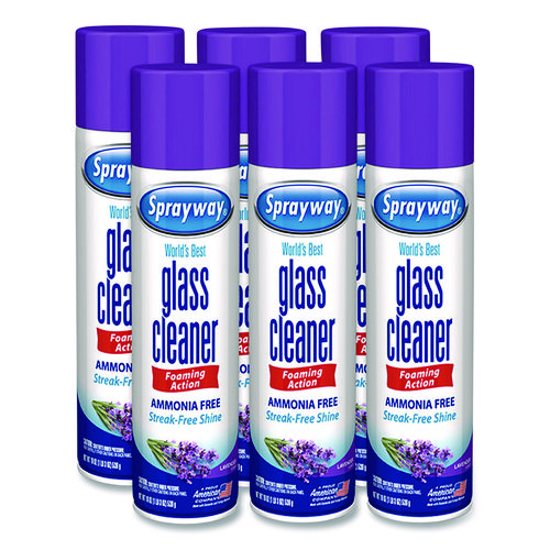 Glass Cleaner, Lavender, 19 oz Aerosol Spray, 6/Carton