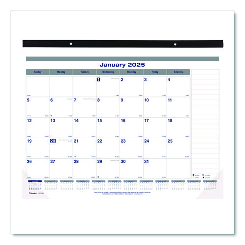 Net Zero Carbon Monthly Desk Pad Calendar, 22 x 17, White/Gray/Blue Sheets, Black Binding, 12-Month (Jan to Dec): 2025